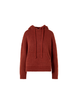 Designer Oversize Fluffy Alpaca Knit Hoodie - red