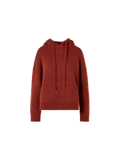 Designer Oversize Fluffy Alpaca Knit Hoodie - red