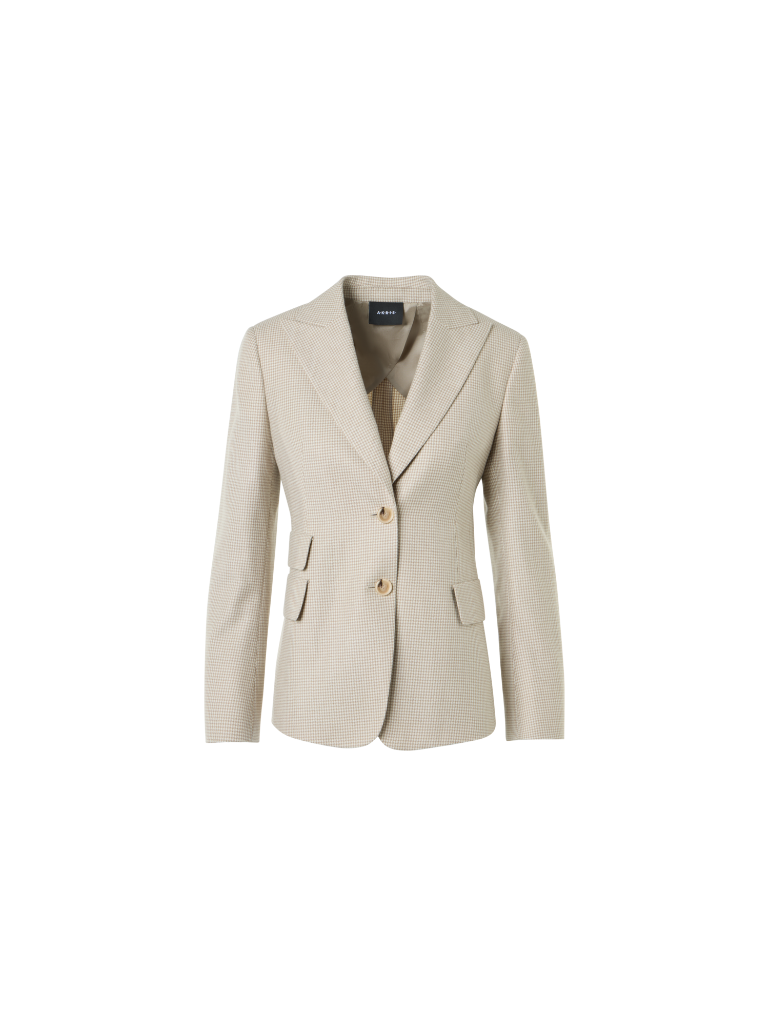Designer Cashmere Pepita Two-Button Jacket - ecru