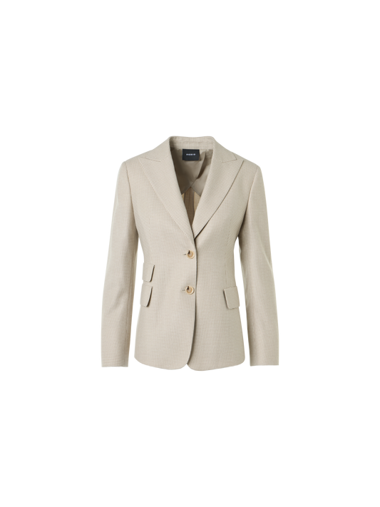 Designer Cashmere Pepita Two-Button Jacket - ecru