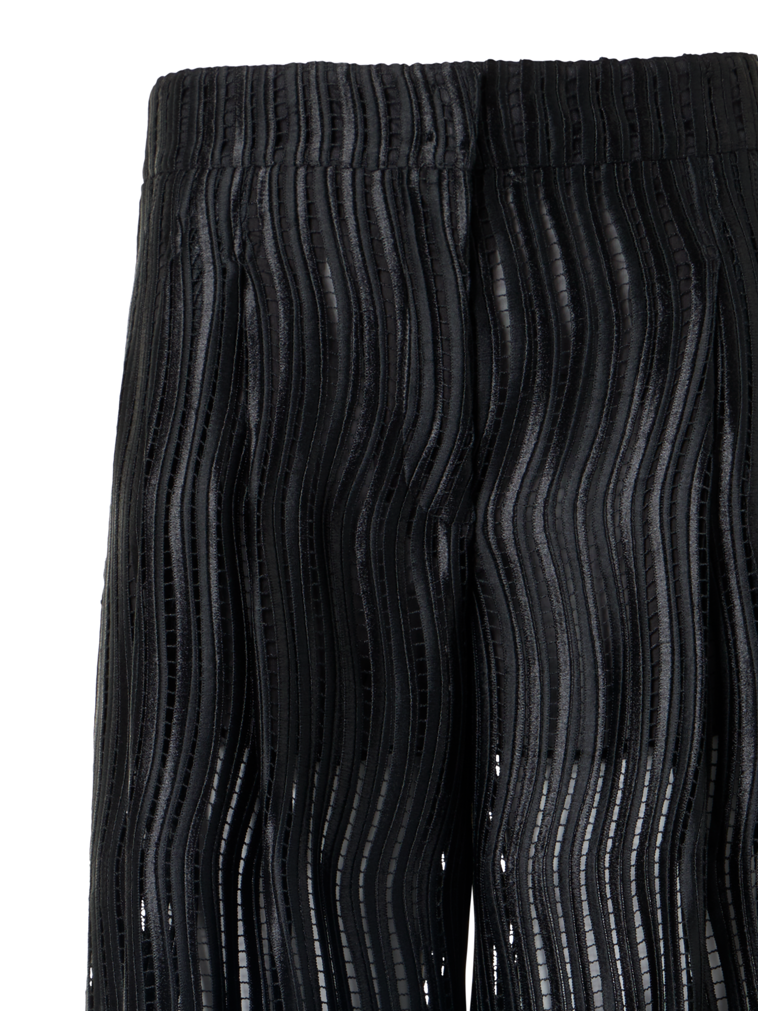 Designer Cassie Wide Pants in Wave Guipure - black