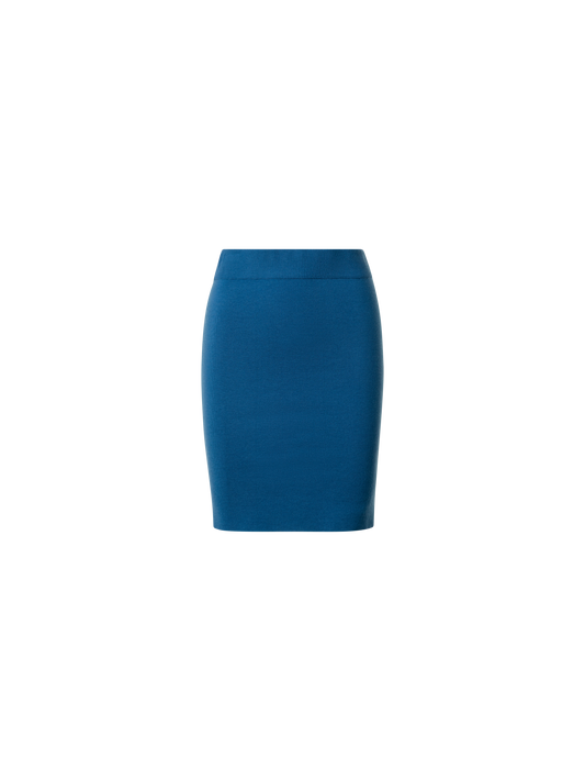 Designer Short Knit Skirt in Merino - blue