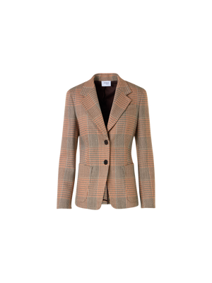 Designer Glen-Check Heavy Wool Twill Long-Sleeve Jacket - multicolor