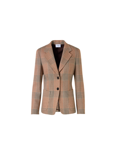 Designer Glen-Check Heavy Wool Twill Long-Sleeve Jacket - multicolor