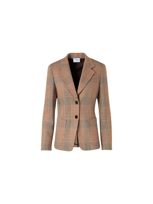 Designer Glen-Check Heavy Wool Twill Long-Sleeve Jacket - multicolor