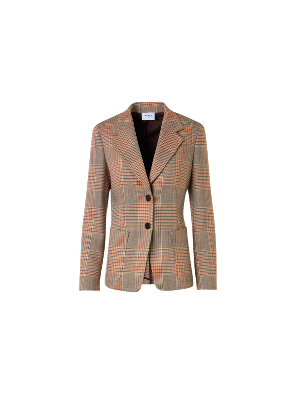 Designer Glen-Check Heavy Wool Twill Long-Sleeve Jacket - multicolor