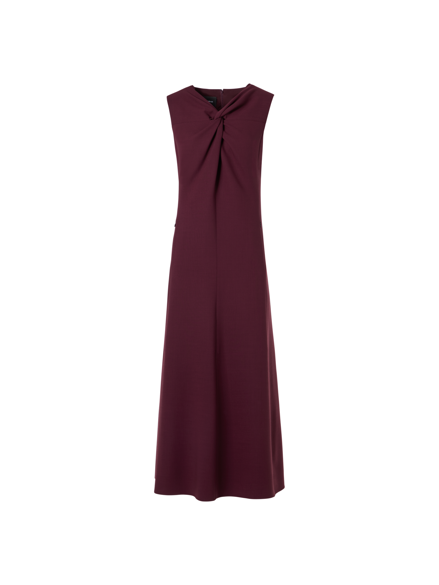 Designer Wool Double-Face Midi Dress with Knot Detail - red