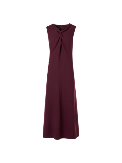 Designer Wool Double-Face Midi Dress with Knot Detail - red