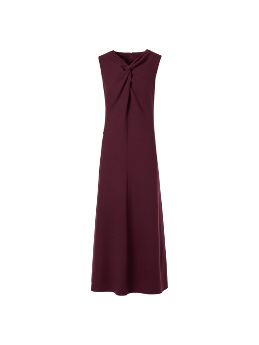Designer Wool Double-Face Midi Dress with Knot Detail - red