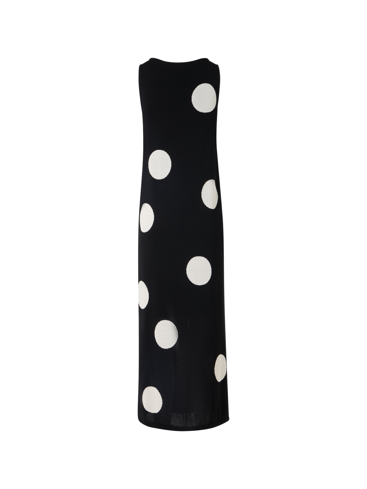 Designer Sleeveless Polka-Dot Midi Knit Dress - black