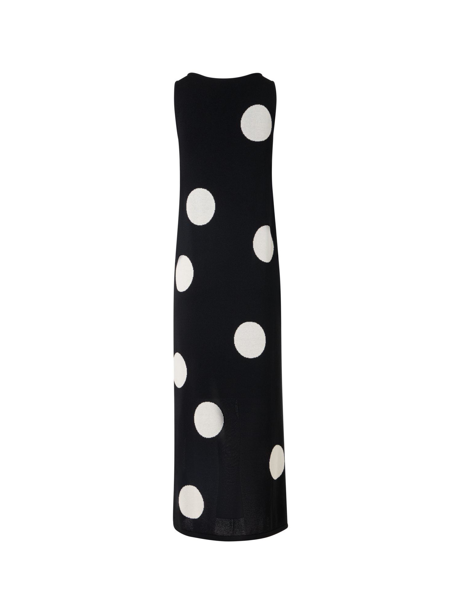 Designer Sleeveless Polka-Dot Midi Knit Dress - black