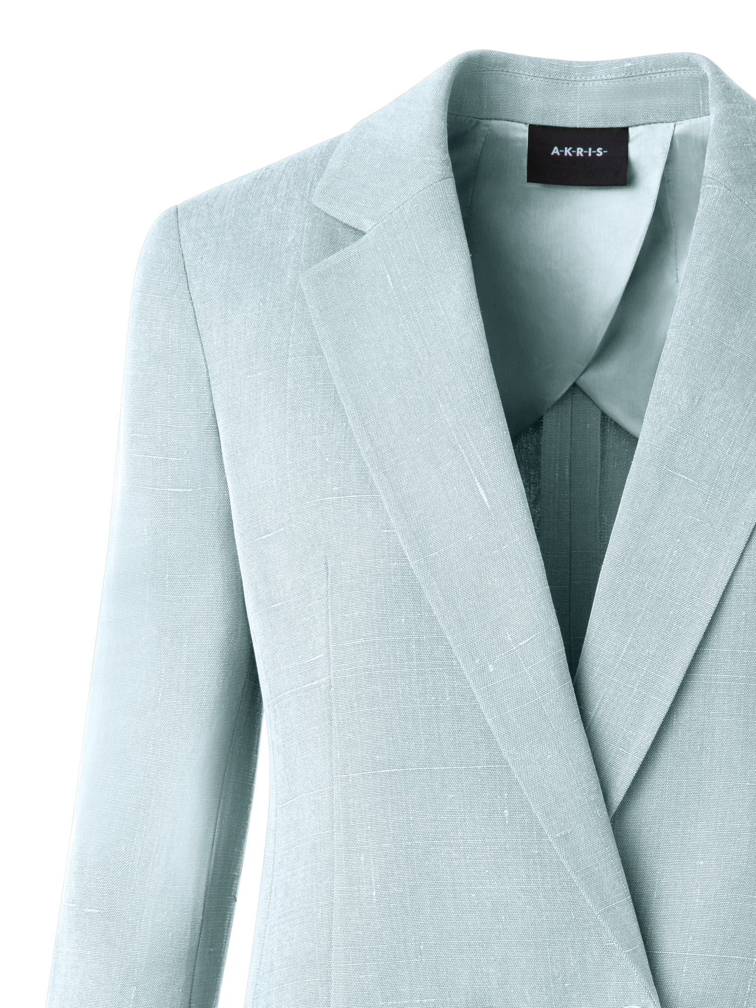 Designer Double Breasted Blazer in Shantung Silk - pastel - blue