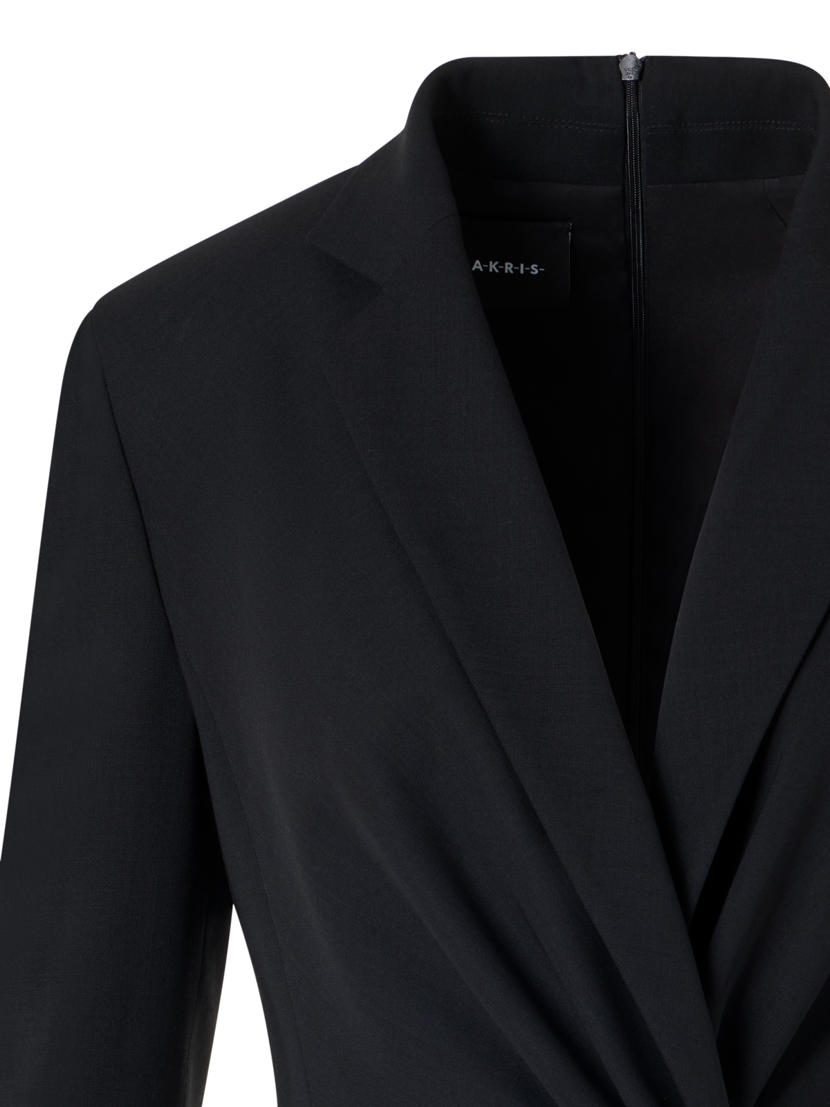 Designer Wool Double-Face Dress with Knot Waist - black