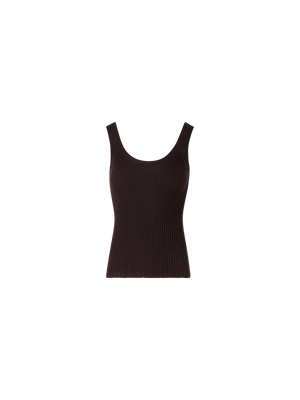 Designer Sleeveless Twisted Cotton Knit Top - brown