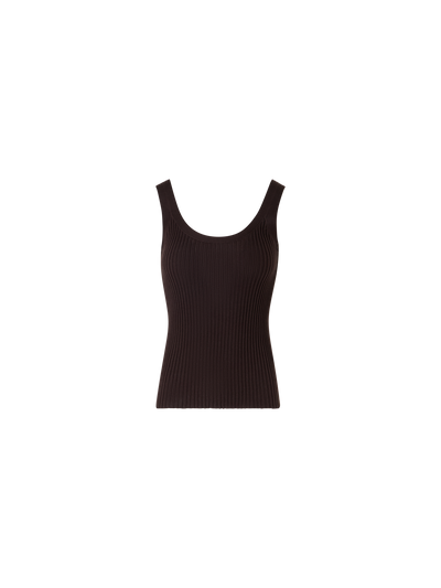 Designer Sleeveless Twisted Cotton Knit Top - brown