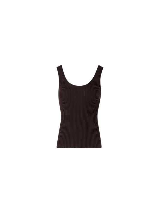 Designer Sleeveless Twisted Cotton Knit Top - brown