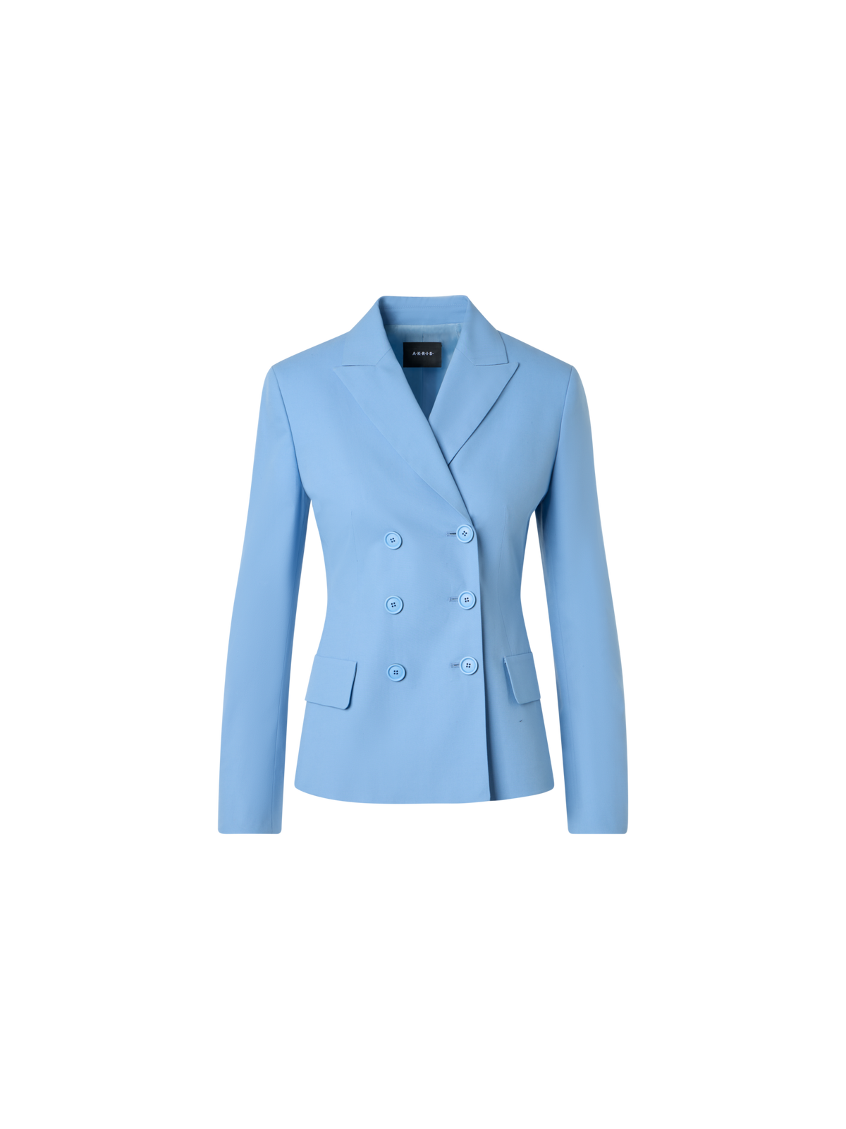 Designer Double-Breasted Cotton Stretch Gabardine Jacket - blue