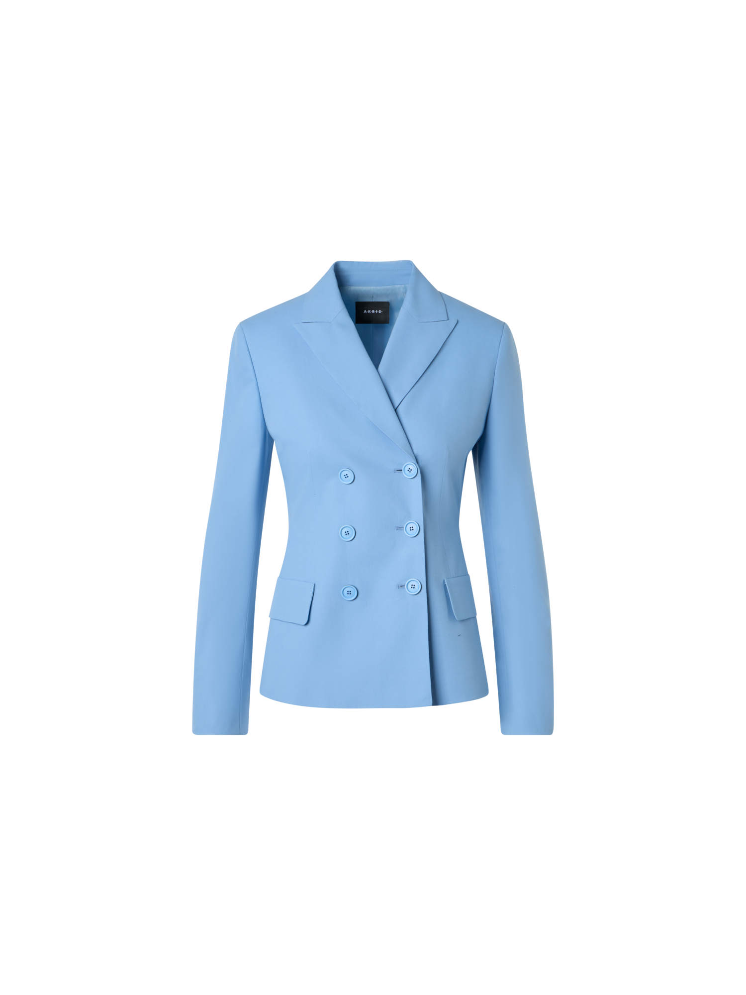 Designer Double-Breasted Cotton Stretch Gabardine Jacket - blue
