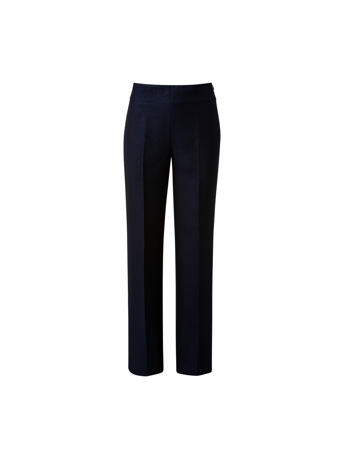 Designer Straight Wool Lurex Pants - navy - blue