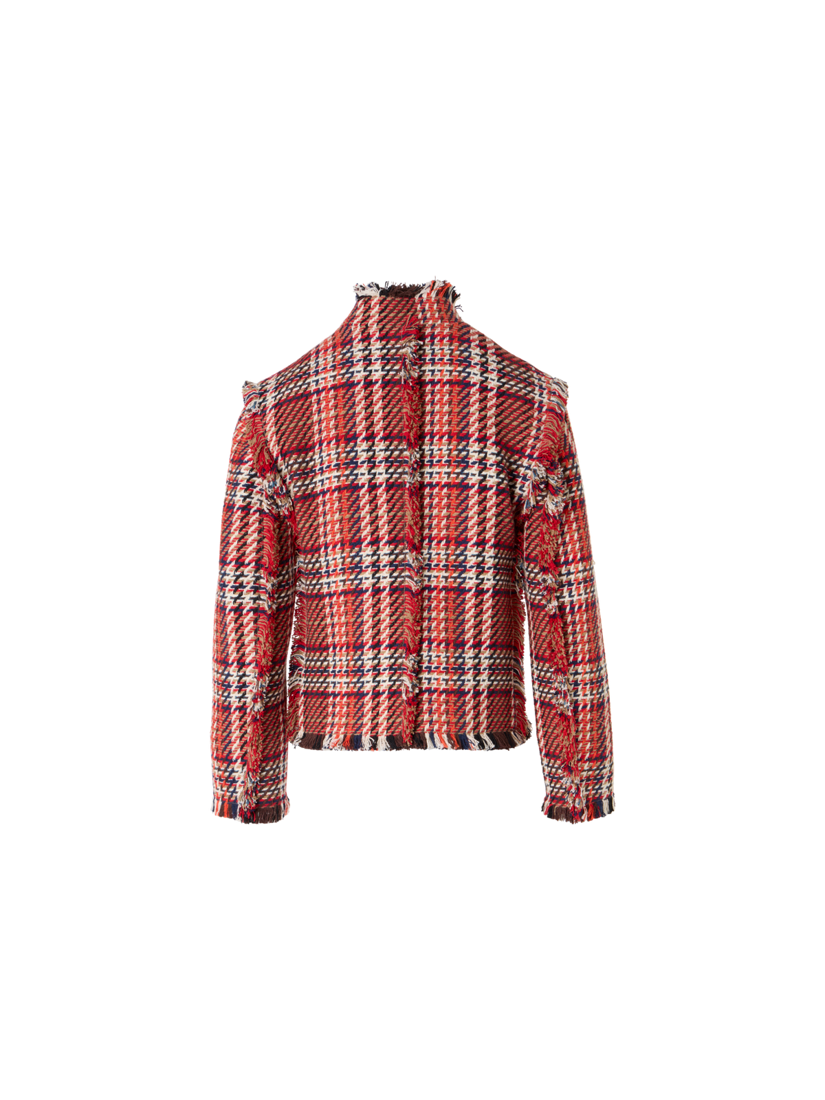 Designer Long-Sleeve Cotton-Tweed Jacket - multicolor