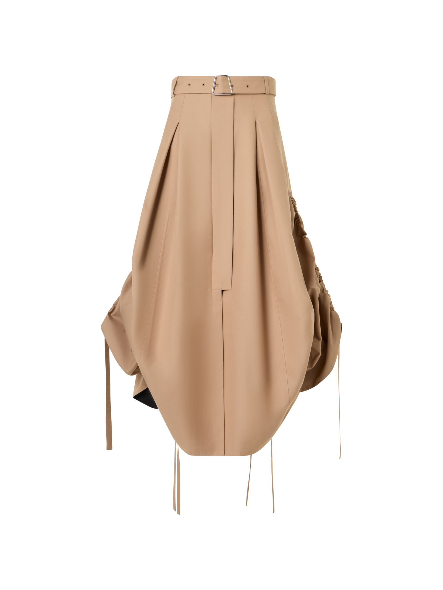 Designer Flared Cotton Double-Face Midi Skirt - beige