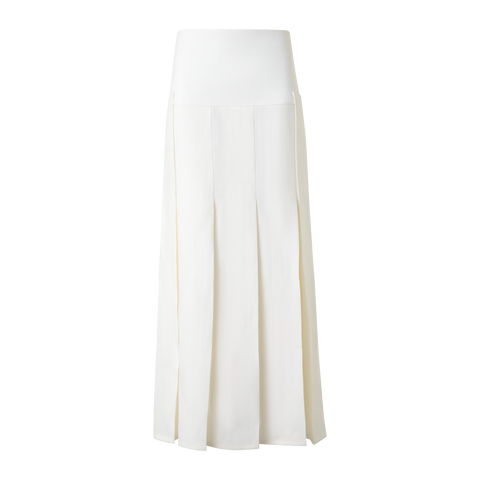 Pleated Midi Skirt in Linen Wool Blend