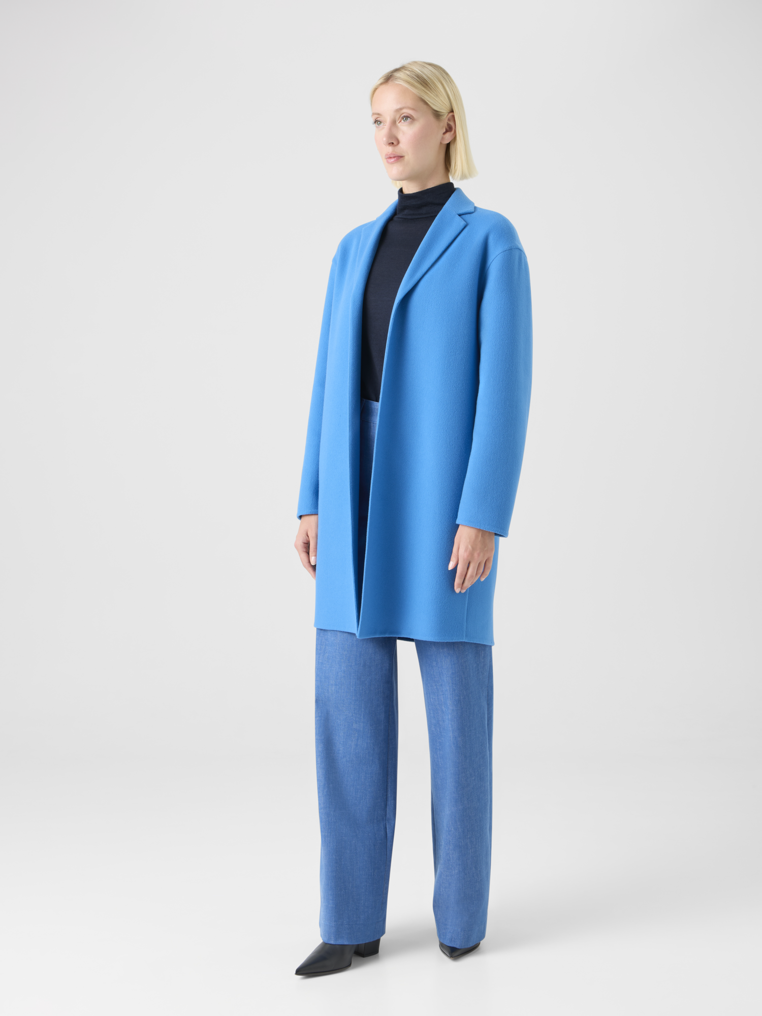 Designer Cashmere Double-Face Coat - blue 