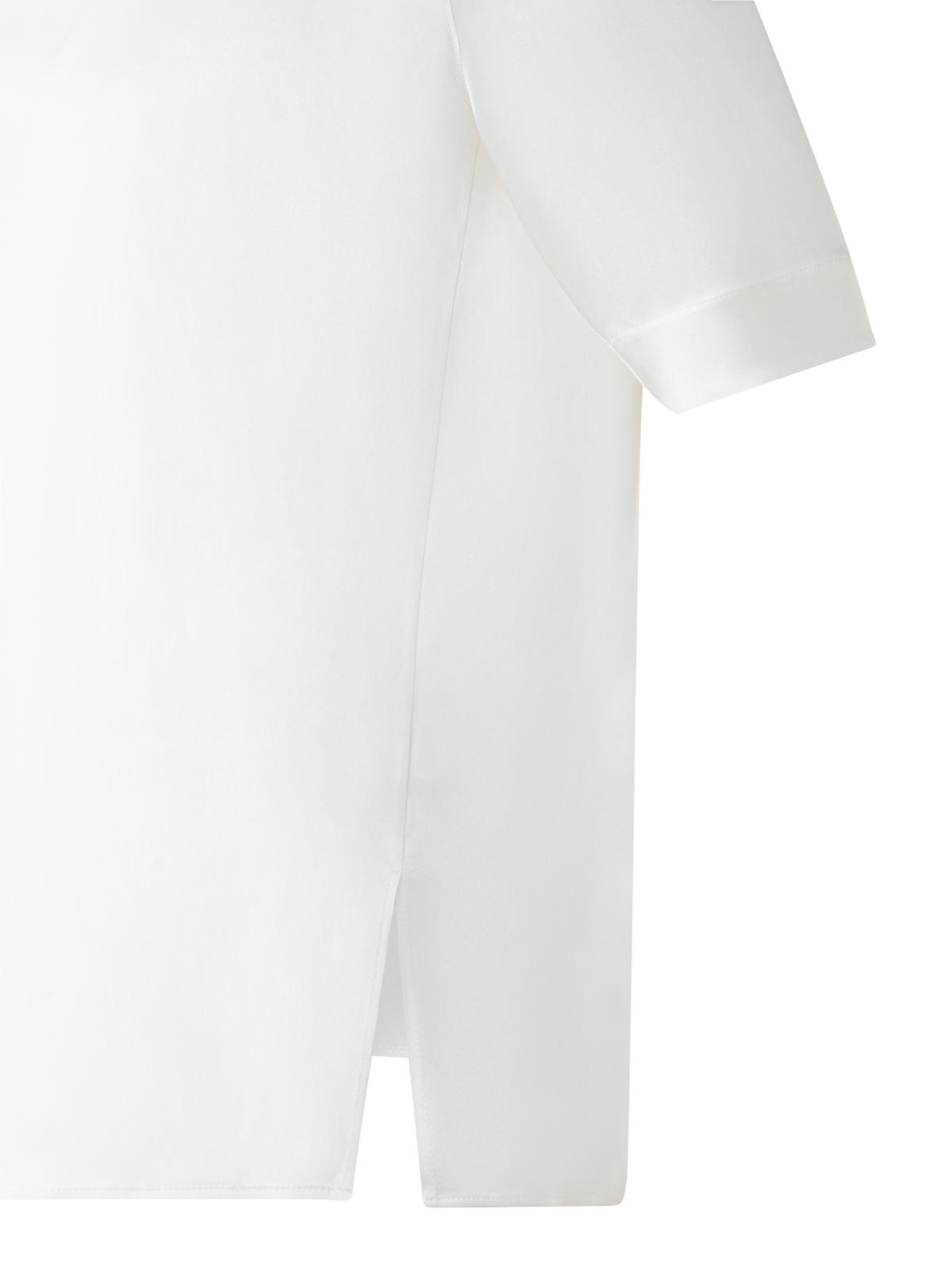 Designer T-Shirt Blouse in Silk Satin - neutral - ecru - white