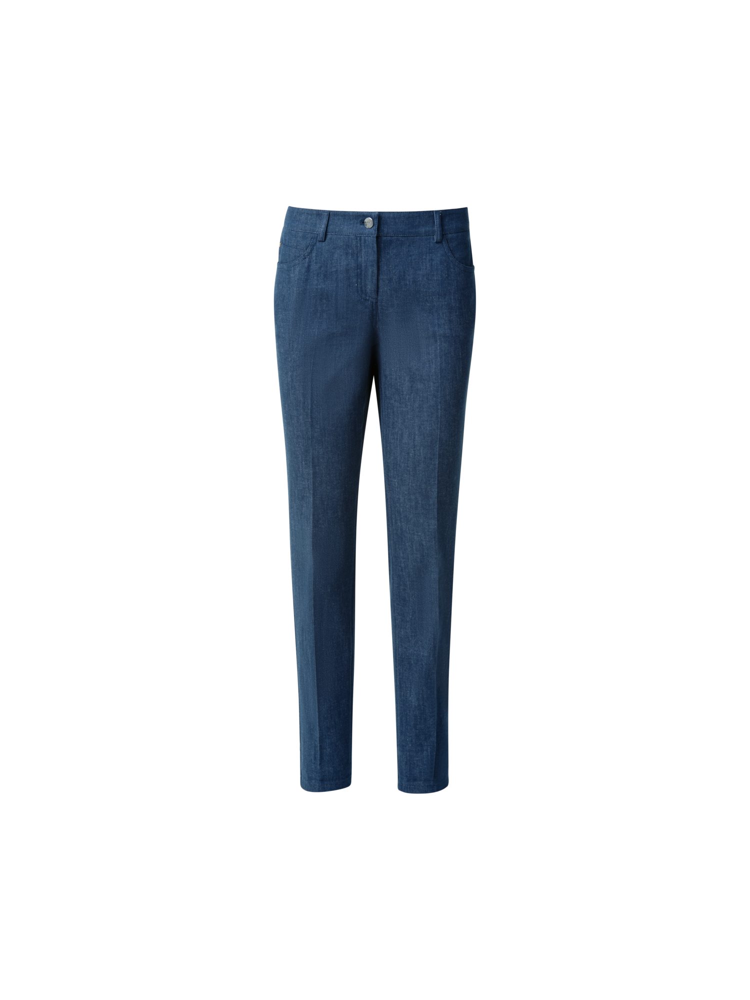 Designer Slim Cotton Denim Stretch Pants - navy - blue