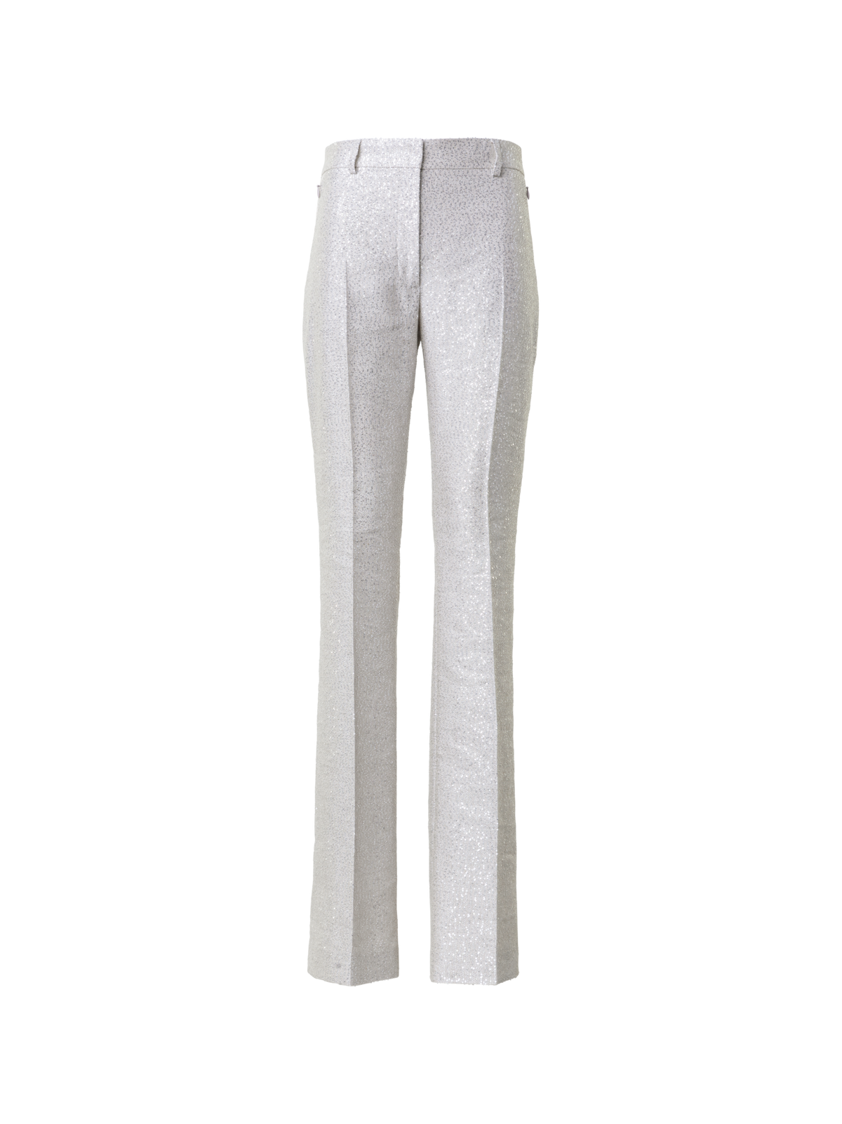 Designer Slight Bootcut Sequins Linen Blend Pants - silver - grey