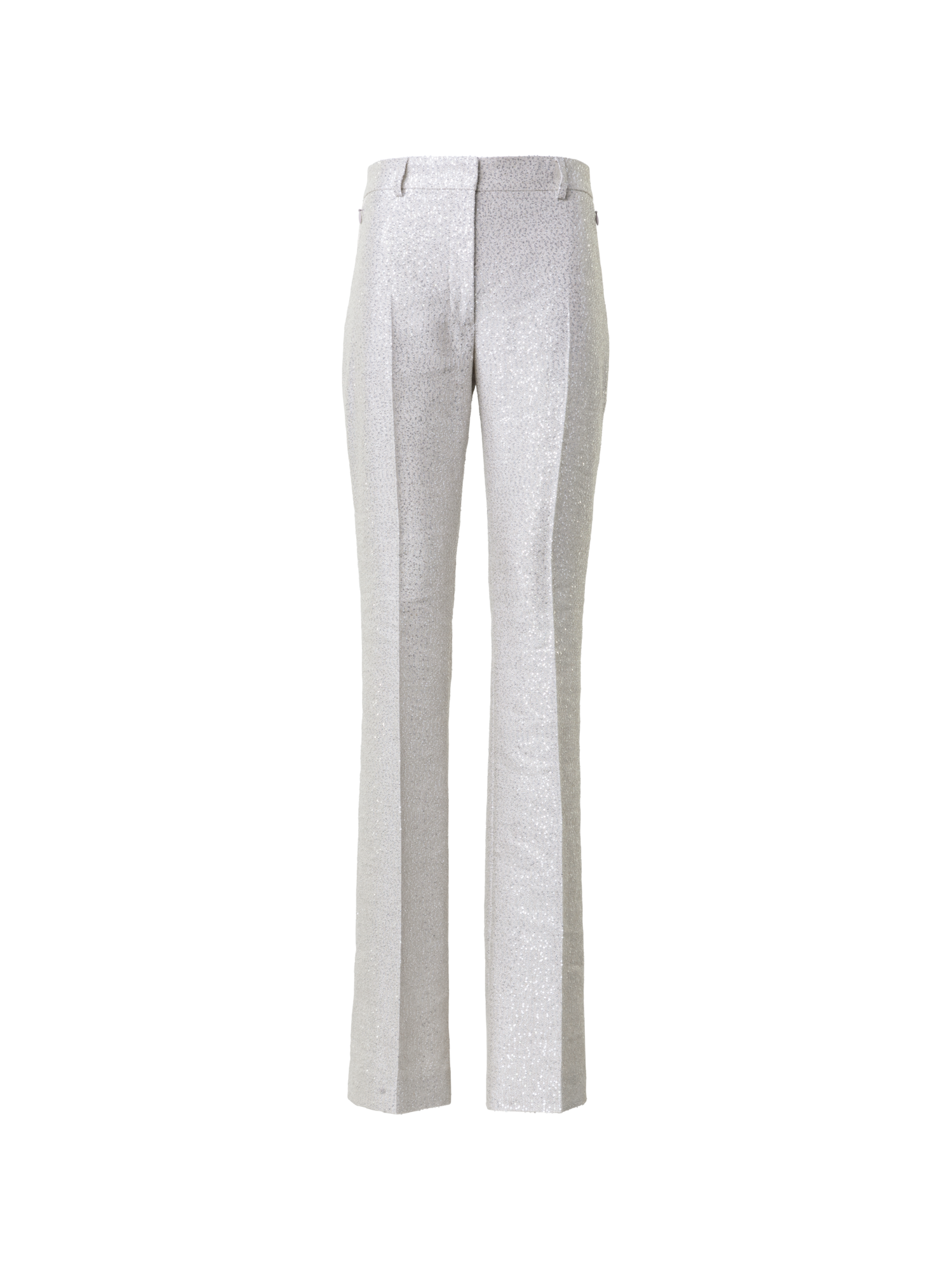 Designer Slight Bootcut Sequins Linen Blend Pants - silver - grey