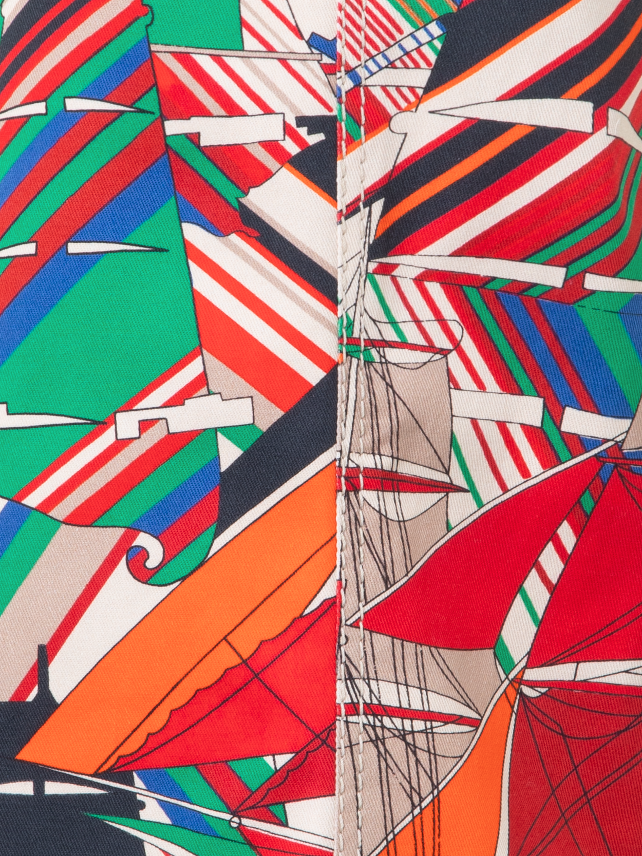 Designer Cropped Wide Denim Pants with Sea Clipper Print - multicolor