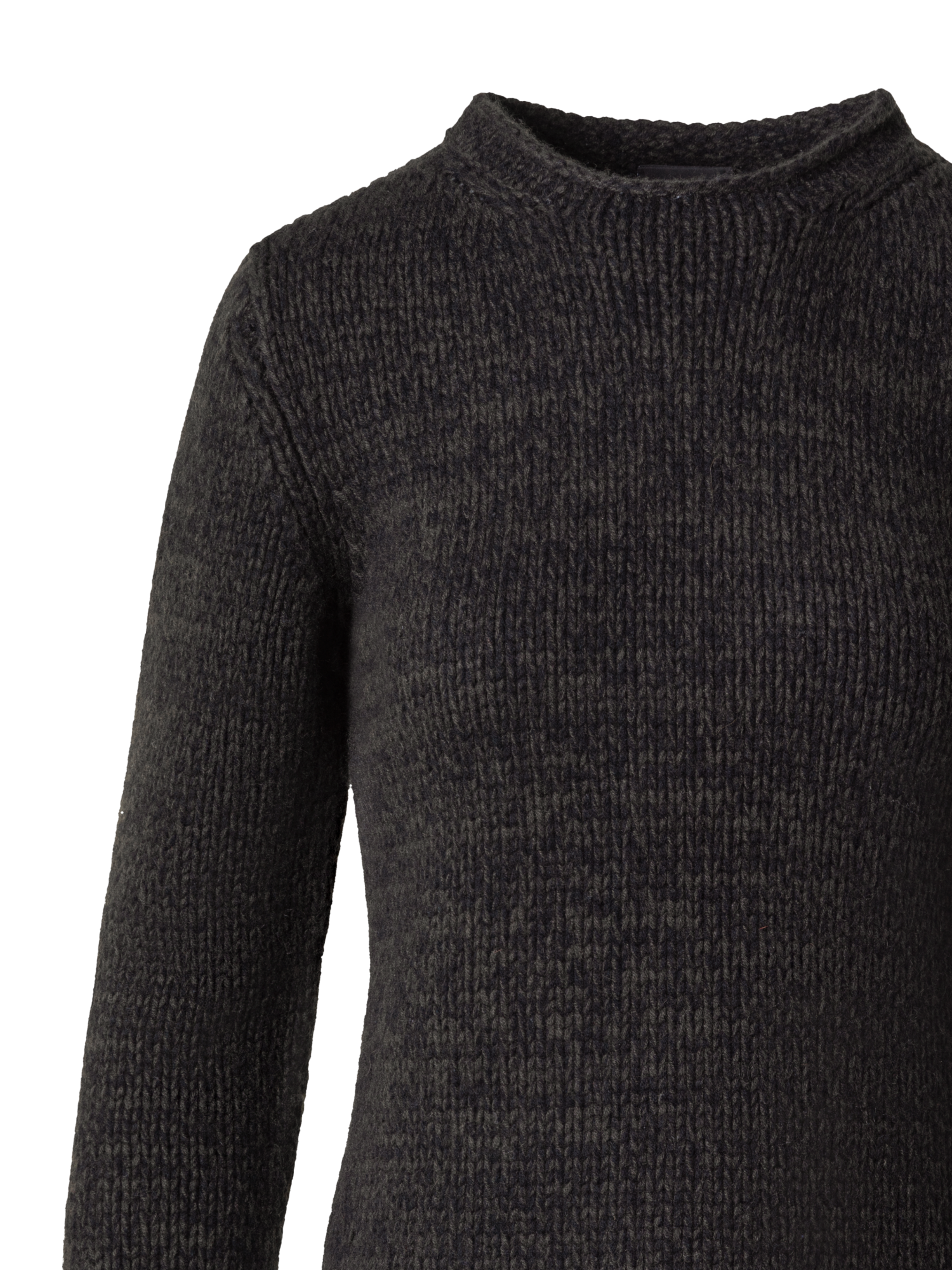 Designer Mouliné Cashmere Wool Round Neck Sweater - green - multicolor