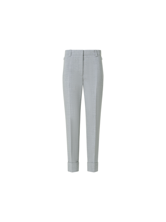 Designer Cropped Tapered Wool Double-Face Pants - neutral - grey