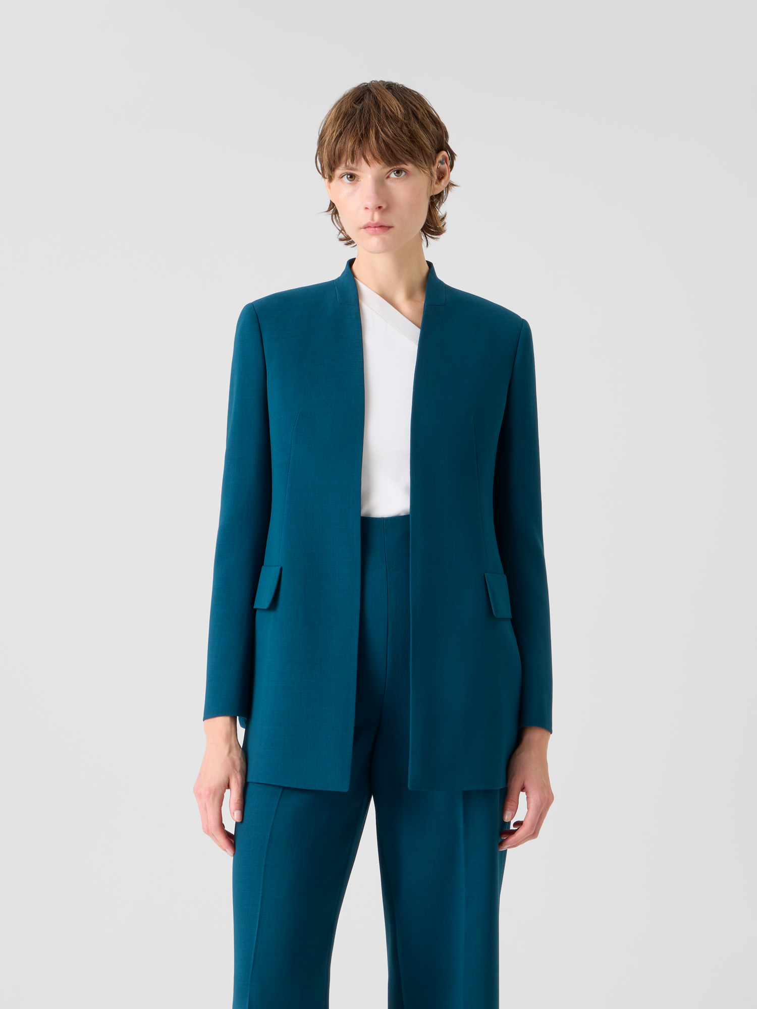 Designer Alvar Cardigan Style Jacket in Wool Double-Face - green