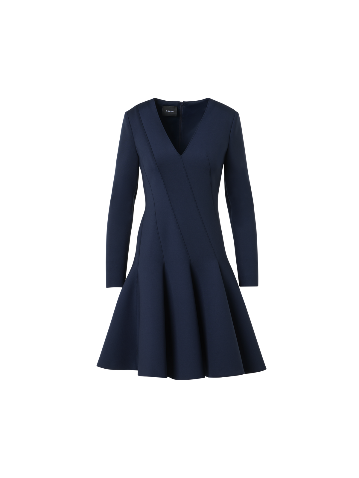 Designer Fit-and-Flare Techno Neoprene Dress - blue