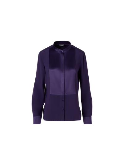Designer Long-Sleeve Stretch-Silk Blouse - purple