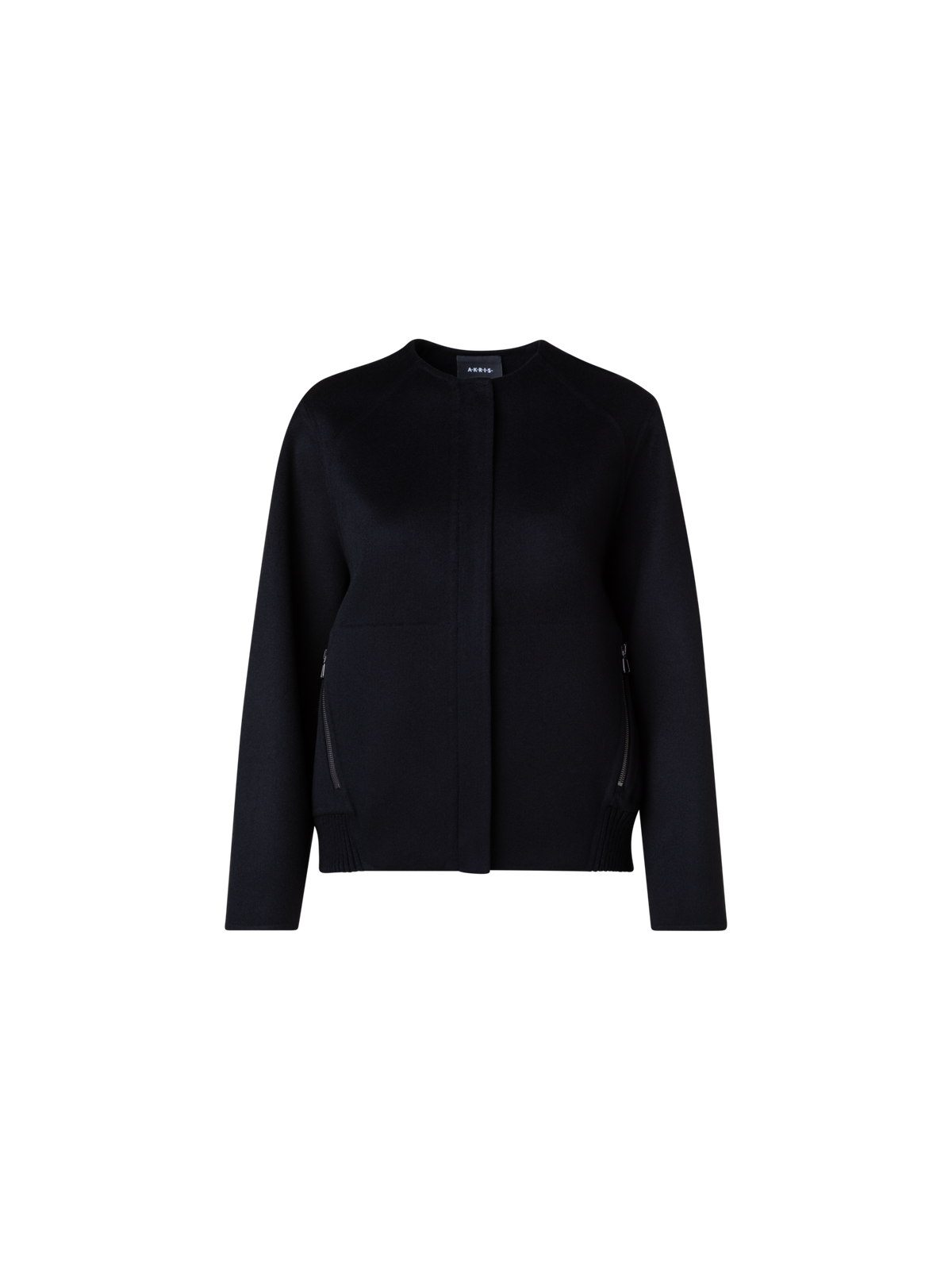 Designer Cashmere Double-Face Bomber Jacket - black