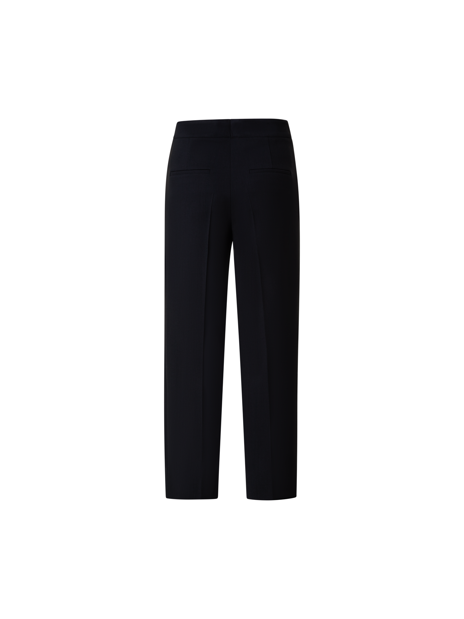 Designer Cropped Wide Wool Stretch Crêpe Pants - neutral - black