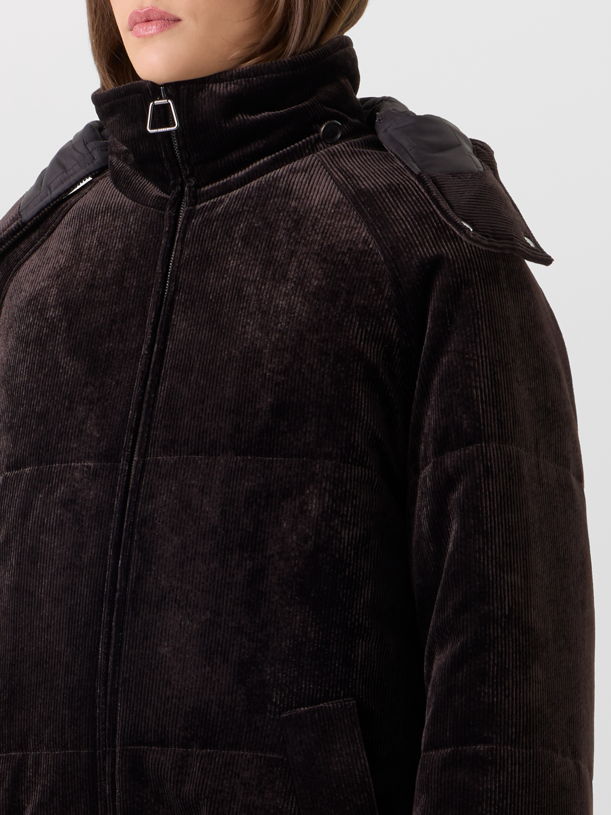 Designer Padded Oversize Corduroy Parka - brown #editorial