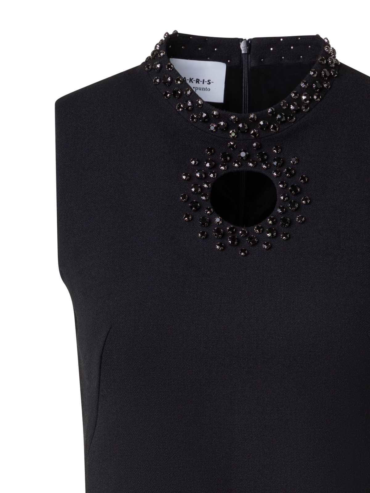 Designer Sheath Dress with Diamond Studs - black