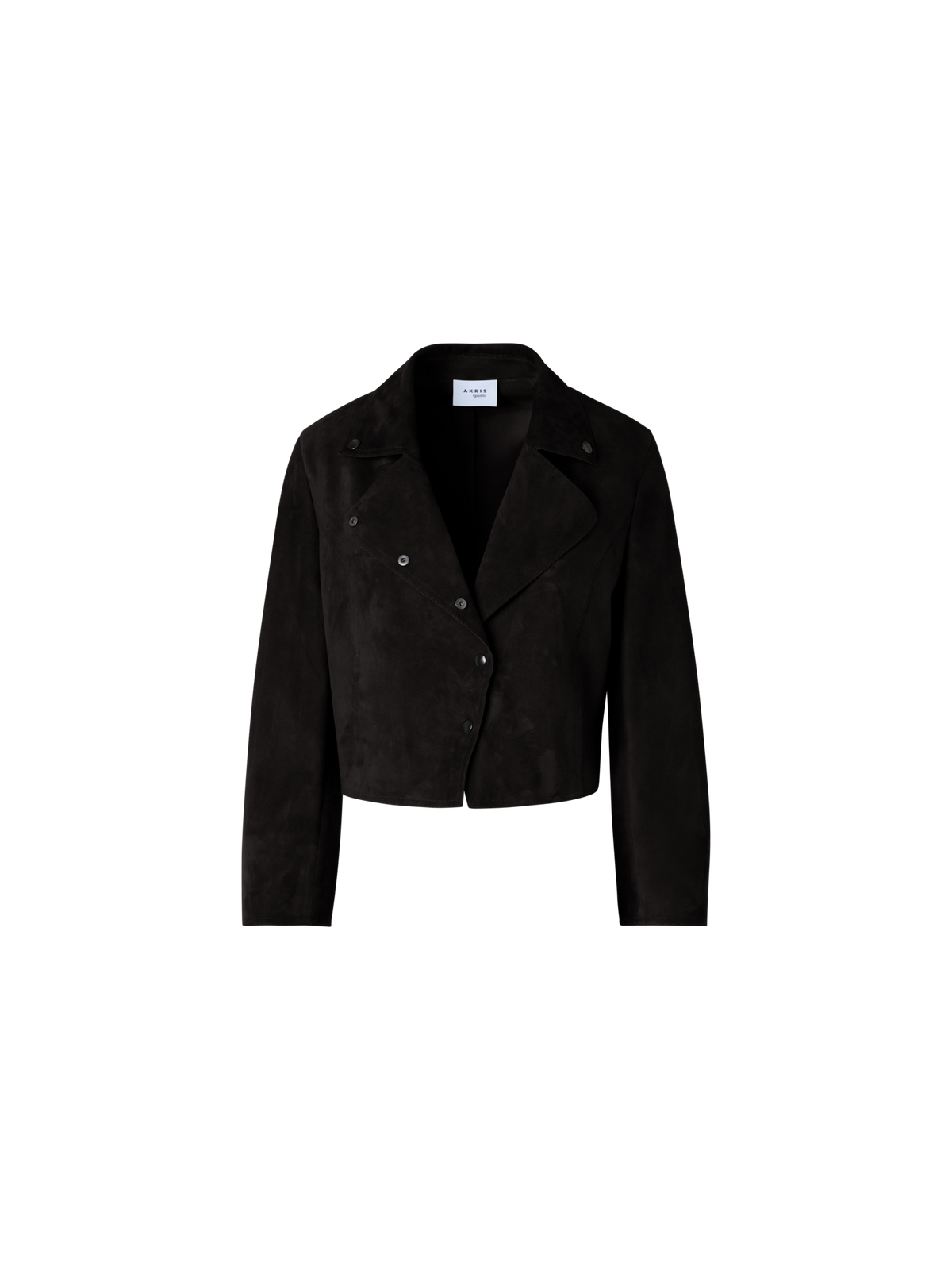 Designer Bracelet-Sleeve Suede Leather Short Jacket - black