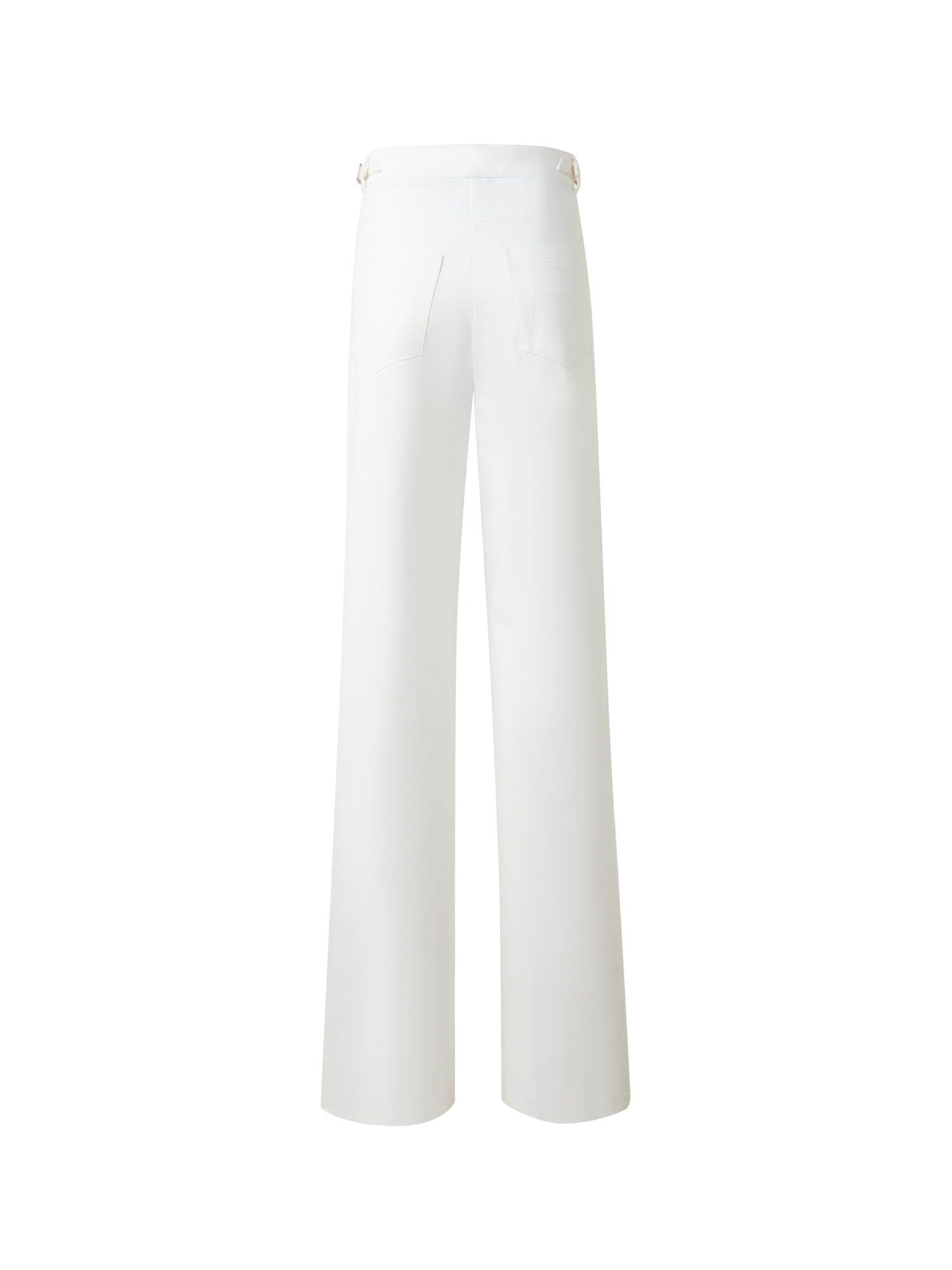 Designer Wide Cotton Denim Stretch Pants - neutral - ecru - white