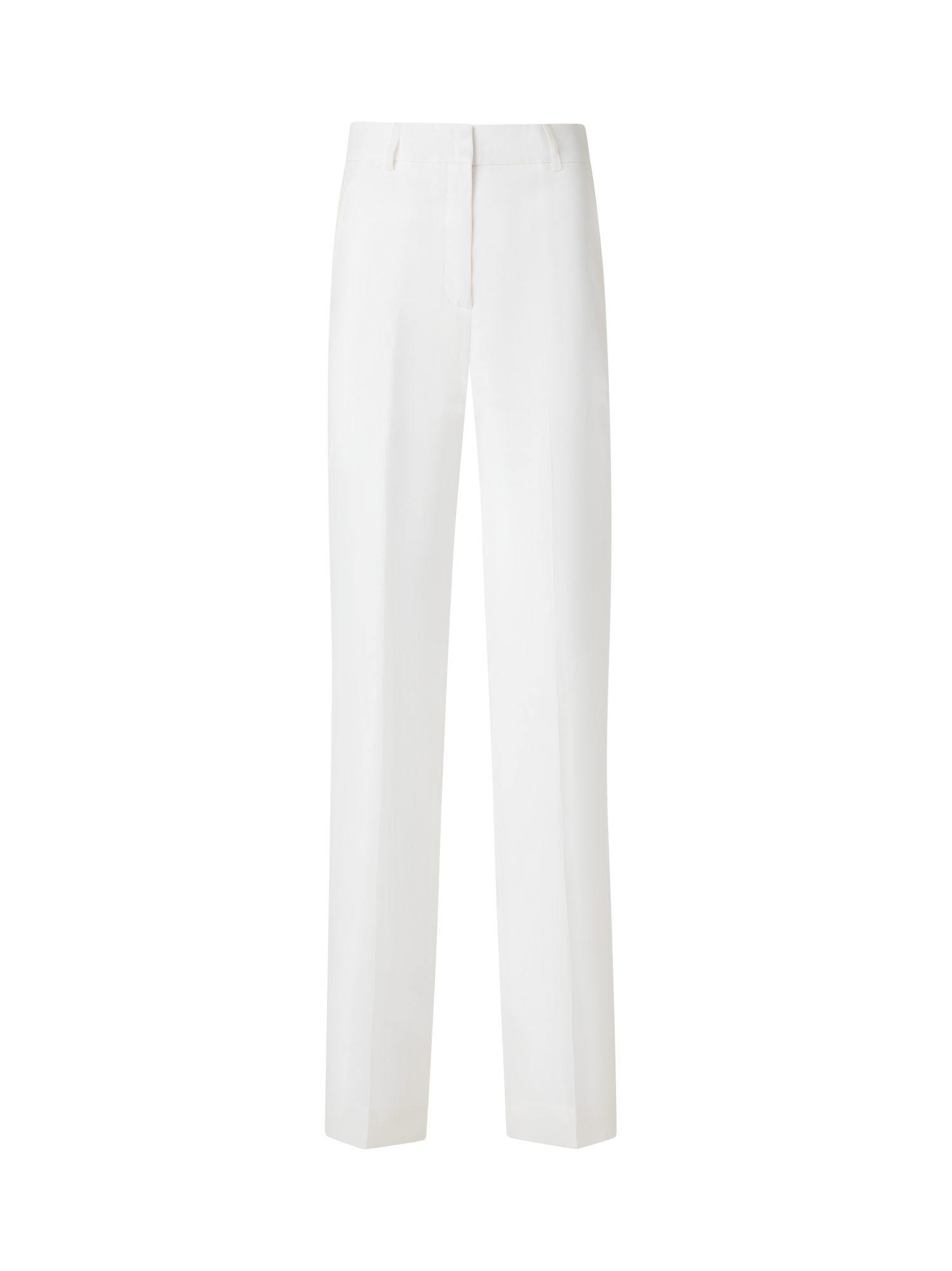 Designer Wide Straight Silk Pants - neutral - ecru - white