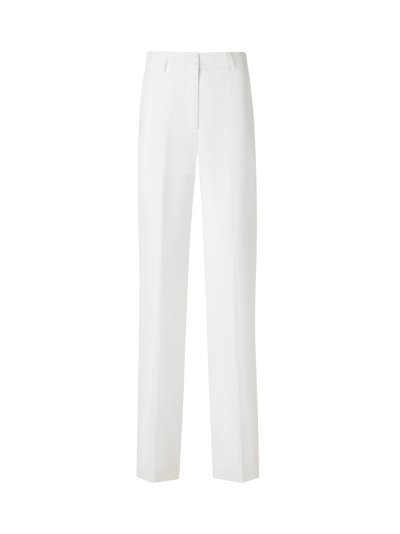 Designer Wide Straight Silk Pants - neutral - ecru - white
