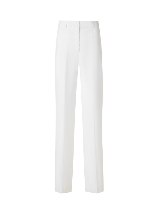 Designer Wide Straight Silk Pants - neutral - ecru - white