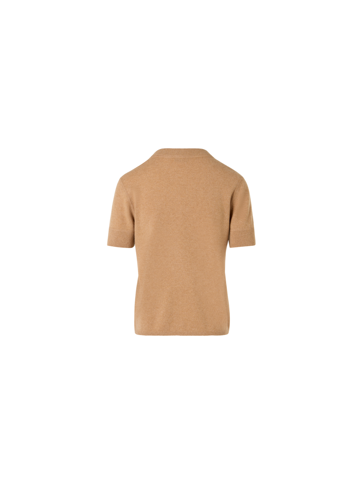 Designer Short-Sleeve Cashmere Knit Sweater - brown