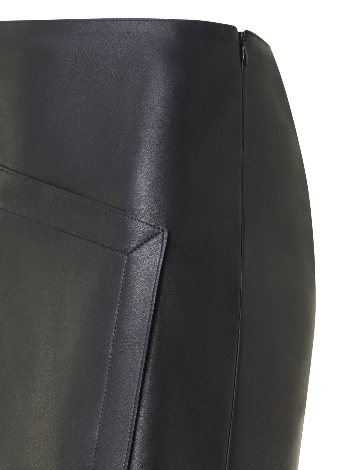 Designer Asymmetrical Trapezoid Pencil Skirt in Leather - black - neutral