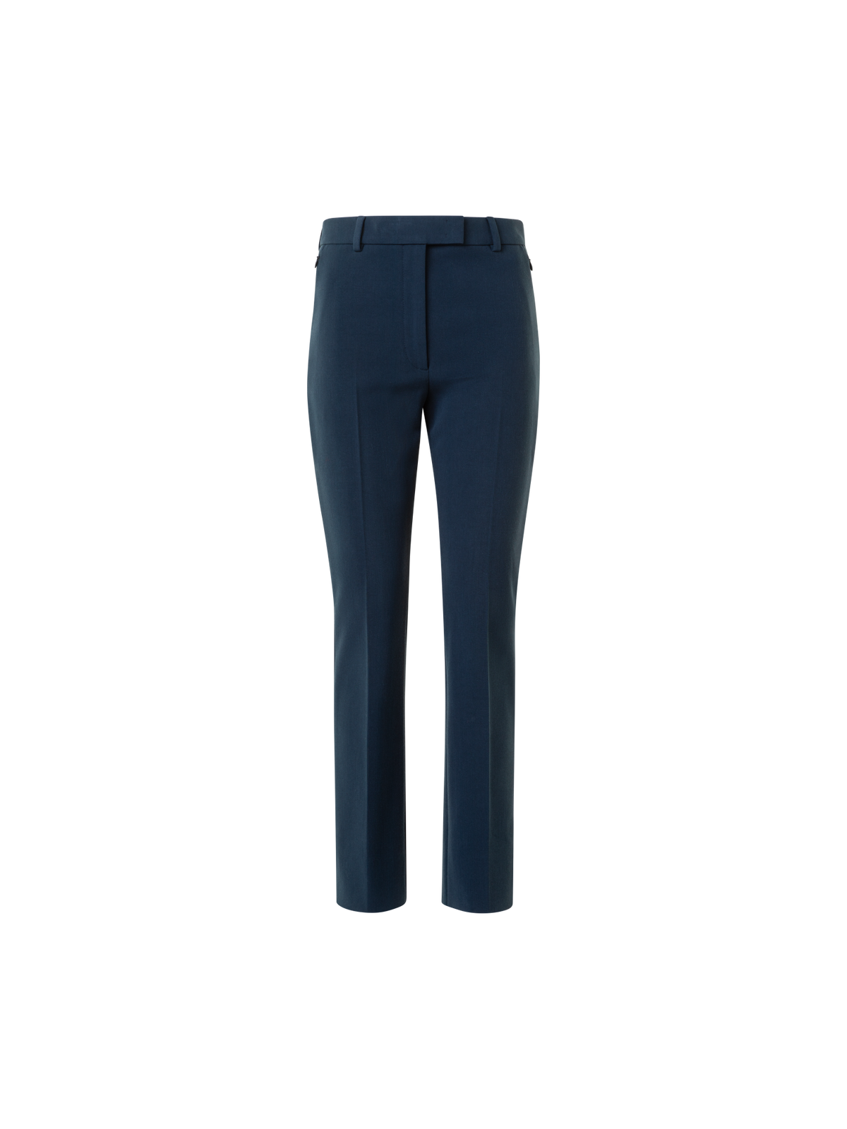 Designer Cropped Straight Stretch Lyocell Wool Pants - neutral - navy - blue