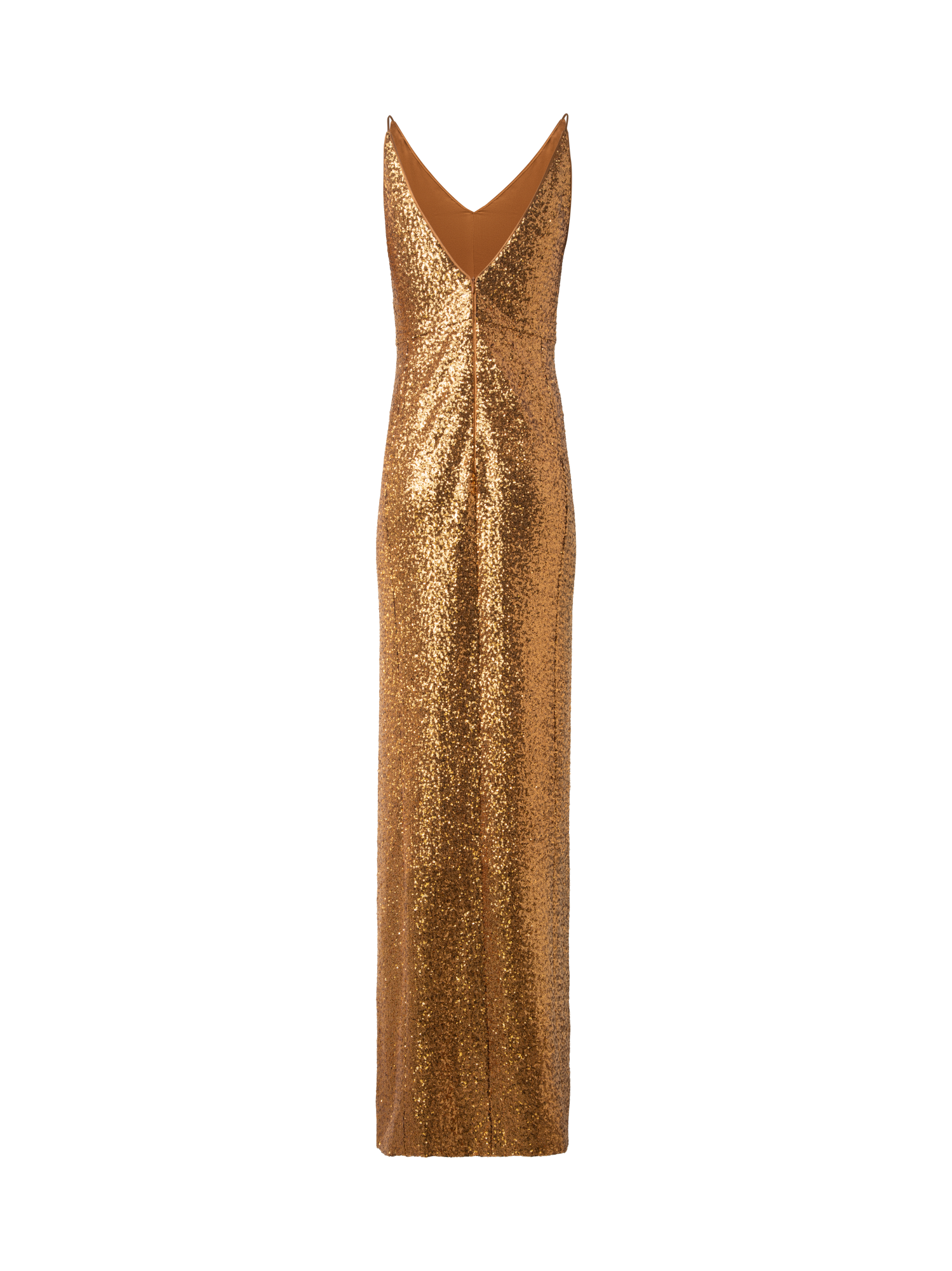 Long Sequined Evening Gown with V-Neck Gold / 10 Long Sequined Evening Gown with V-Neck – Akris Inc.